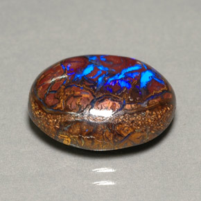 Opale Boulder Multicolore naturelle Coupe ovale, 9.88 ct, Opaque