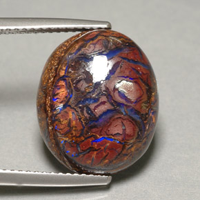 Opale Boulder Multicolore naturelle Coupe ovale, 9.88 ct, Opaque