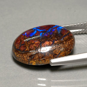 Opale Boulder Multicolore naturelle Coupe ovale, 9.88 ct, Opaque