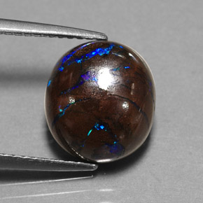 Opale boulder multicolore naturelle coupe ovale, 5,30 ct, opaque