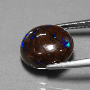 Opale boulder multicolore naturelle coupe ovale, 5,30 ct, opaque