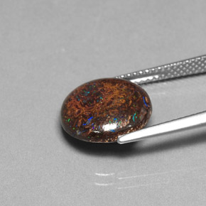 Opale boulder multicolore naturelle coupe roude, 4,97 ct, opaque