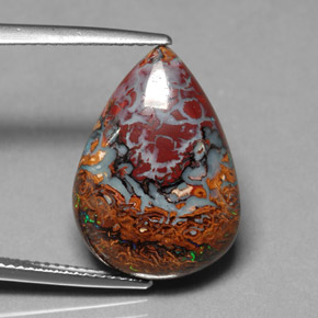 Opale Boulder Multicolore naturelle En forme de poire, 11.09 ct, Opaque