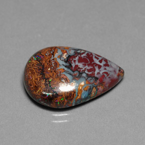 Opale Boulder Multicolore naturelle En forme de poire, 11.09 ct, Opaque