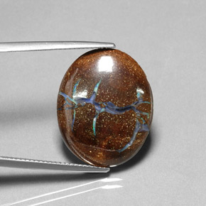 Opale boulder multicolore naturelle coupe ovale, 11,05 ct, opaque