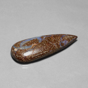 Opale boulder multicolore naturelle en forme de poire, 26,52 ct, opaque