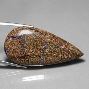 Opale boulder multicolore naturelle en forme de poire, 52,57 ct, opaque