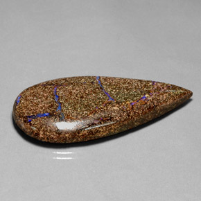 Opale boulder multicolore naturelle en forme de poire, 52,57 ct, opaque
