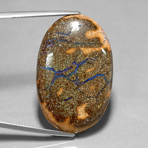 Opale boulder multicolore naturelle coupe ovale, 30,86 ct, opaque