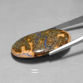 Opale boulder multicolore naturelle coupe ovale, 30,86 ct, opaque
