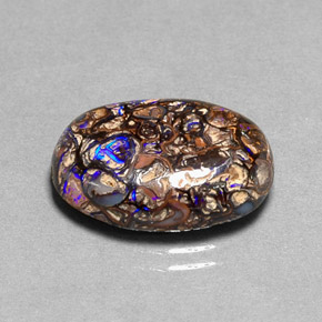 Opale Boulder Multicolore naturelle Coupe ovale, 8.36 ct, Opaque