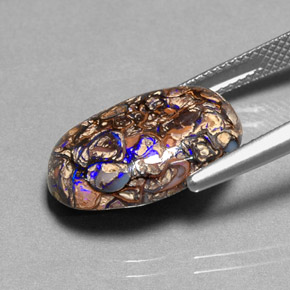 Opale Boulder Multicolore naturelle Coupe ovale, 8.36 ct, Opaque