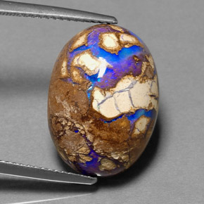 Opale boulder multicolore naturelle coupe ovale, 11,68 ct, opaque