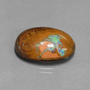 Opale boulder multicolore naturelle coupe ovale, 11,39 ct, opaque