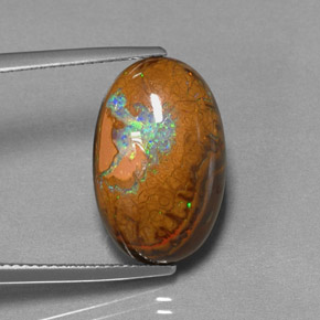 Opale boulder multicolore naturelle coupe ovale, 11,39 ct, opaque