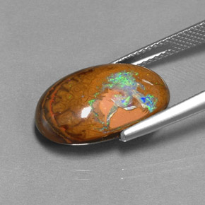 Opale boulder multicolore naturelle coupe ovale, 11,39 ct, opaque