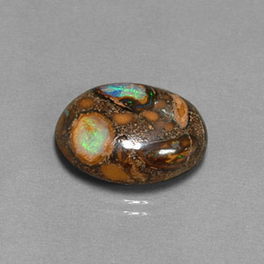 Opale boulder multicolore naturelle coupe ovale, 8,41 ct, opaque