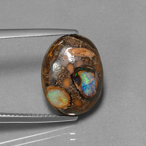 Opale boulder multicolore naturelle coupe ovale, 8,41 ct, opaque