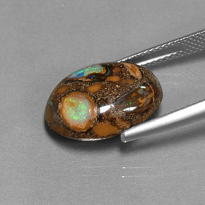Opale boulder multicolore naturelle coupe ovale, 8,41 ct, opaque