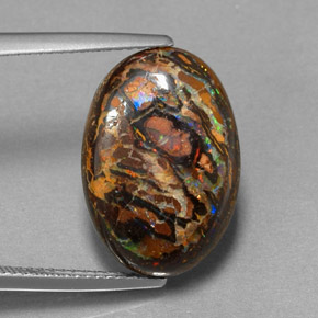 Opale Boulder Multicolore naturelle Coupe ovale, 10.67 ct, Opaque