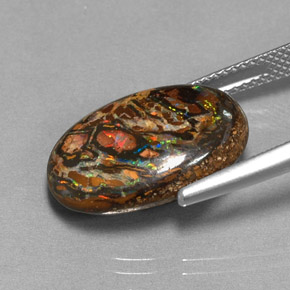 Opale Boulder Multicolore naturelle Coupe ovale, 10.67 ct, Opaque