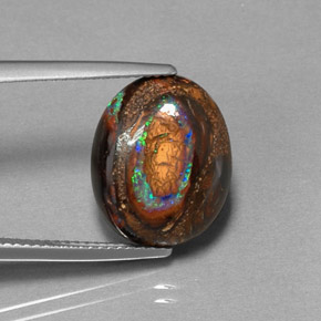 Opale boulder multicolore naturelle coupe ovale, 7,70 ct, opaque