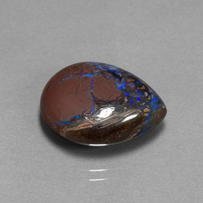 Opale boulder multicolore naturelle en forme de poire, 10,37 ct, opaque