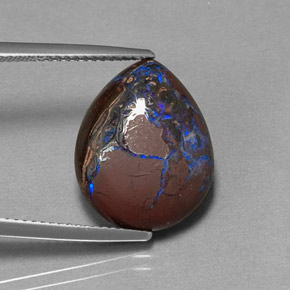 Opale boulder multicolore naturelle en forme de poire, 10,37 ct, opaque