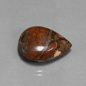 Opale Boulder Multicolore naturelle En forme de poire, 11.35 ct, Opaque