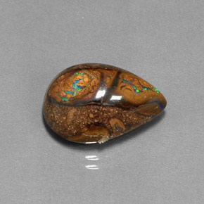 Opale Boulder Multicolore naturelle En forme de poire, 10.40 ct, Opaque