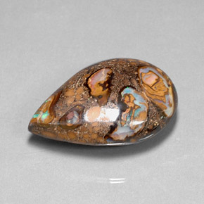 Opale boulder multicolore naturelle en forme de poire, 36,80 ct, opaque