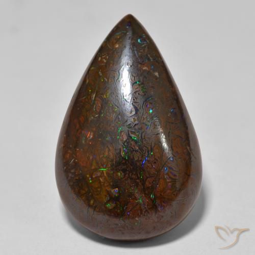 Opale boulder multicolore naturelle en forme de poire, 20,74 ct, opaque