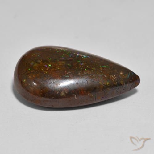 Opale boulder multicolore naturelle en forme de poire, 20,74 ct, opaque