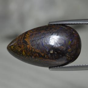 Opale boulder multicolore naturelle en forme de poire, 17,27 ct, opaque