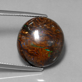 Opale boulder multicolore naturelle coupe ovale, 19,70 ct, opaque
