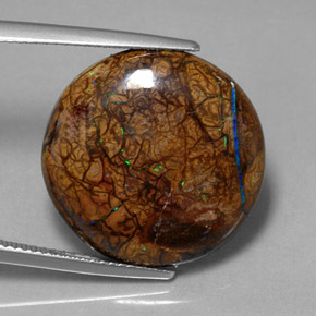 Opale boulder multicolore naturelle coupe roude, 16,69 ct, opaque