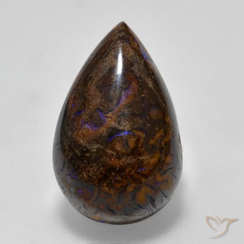7.81ct Naturel Multicolore Opale Boulder, En forme de poire, Opaque