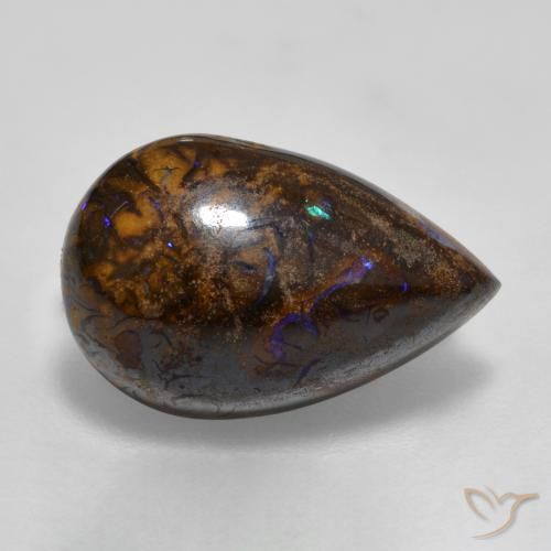 Opale Boulder Multicolore naturelle En forme de poire, 7.81 ct, Opaque