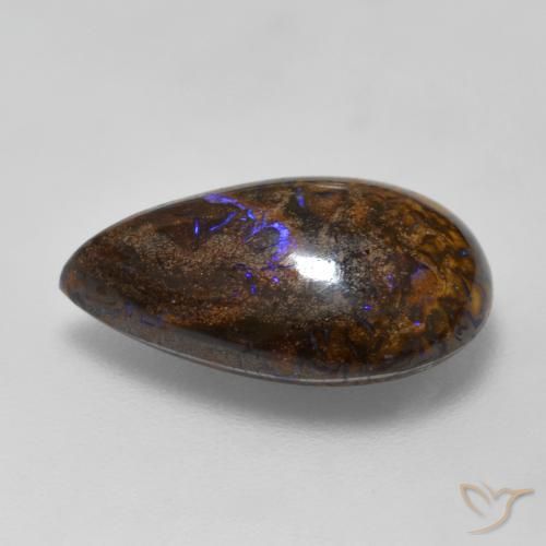 Opale Boulder Multicolore naturelle En forme de poire, 7.81 ct, Opaque
