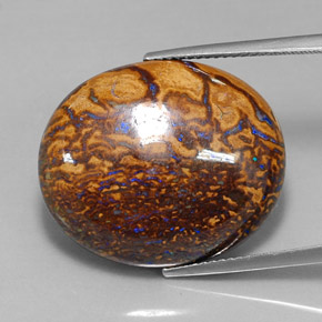 Opale boulder multicolore naturelle coupe ovale, 34,21 ct, opaque