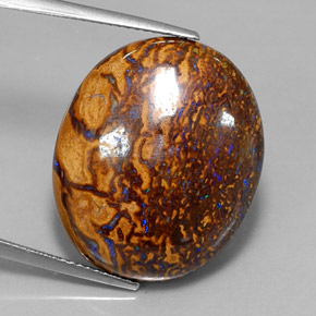 Opale boulder multicolore naturelle coupe ovale, 34,21 ct, opaque