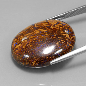 Opale boulder multicolore naturelle coupe ovale, 34,21 ct, opaque