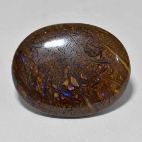 Opale boulder multicolore naturelle coupe ovale, 22,16 ct, opaque