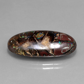Opale boulder multicolore naturelle coupe ovale, 19,54 ct, opaque