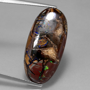Opale boulder multicolore naturelle coupe ovale, 19,54 ct, opaque