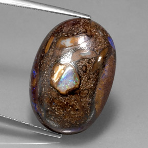 Opale boulder multicolore naturelle coupe ovale, 20,82 ct, opaque
