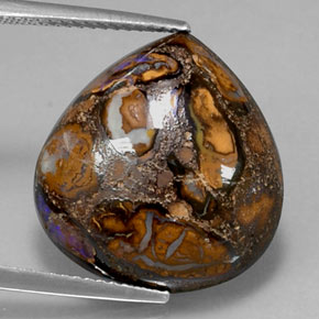 Opale boulder multicolore naturelle en forme de poire, 18,14 ct, opaque