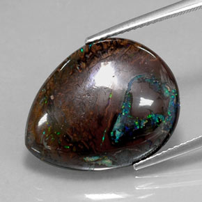 Opale boulder multicolore naturelle en forme de poire, 16,29 ct, opaque