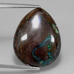 Opale boulder multicolore naturelle en forme de poire, 16,29 ct, opaque