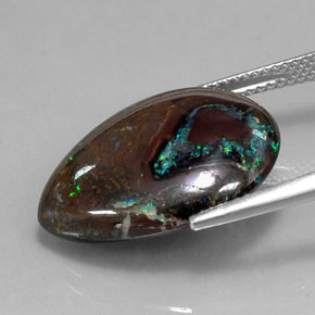 Opale boulder multicolore naturelle en forme de poire, 16,29 ct, opaque